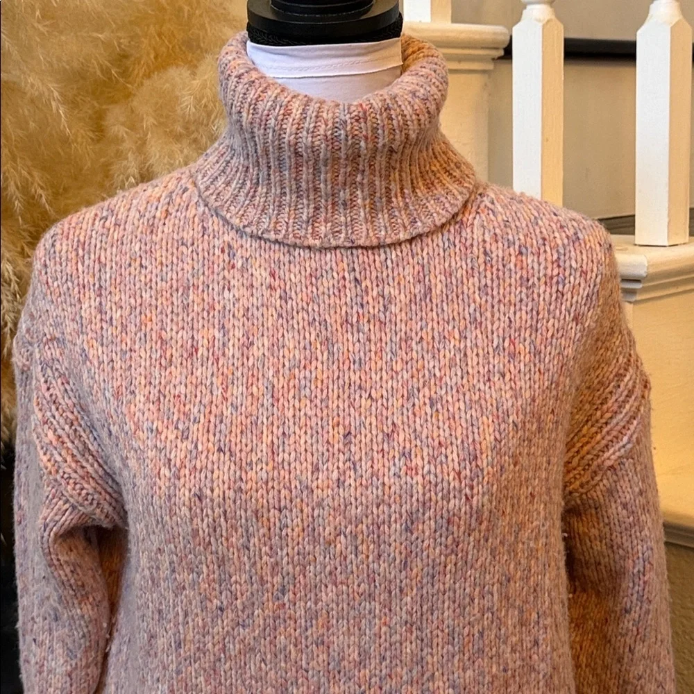 J.Crew Oversized Wool Blend Multicolored Turtleneck Sweater Size XS